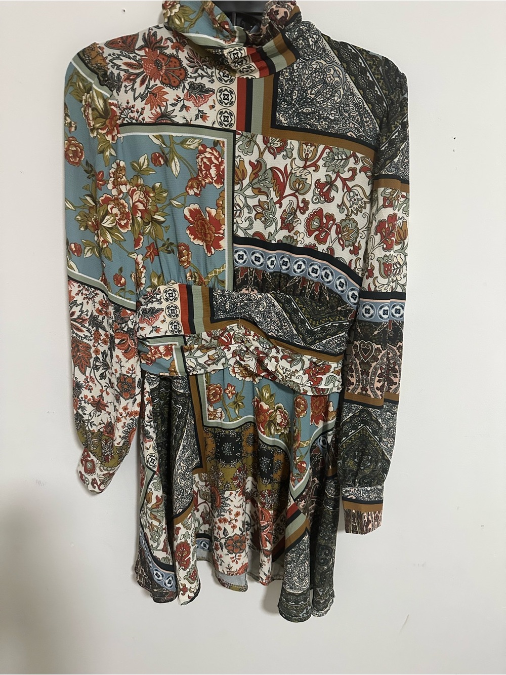 Boohoo Multi-Color Floral Patchwork Mini Dress